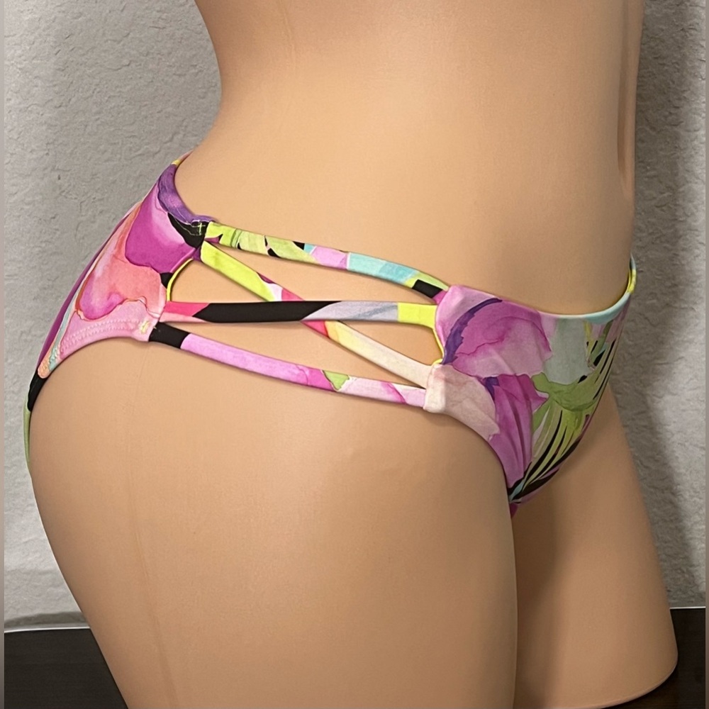 Hurley NWT Swim Bikini Bottoms with Side Straps in Tropical Leaf Print Size M - Picture 5 of 9
